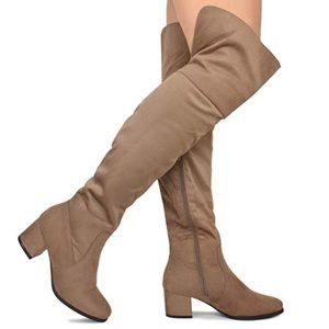 Suede Over the Knee Boots (Taupe)
